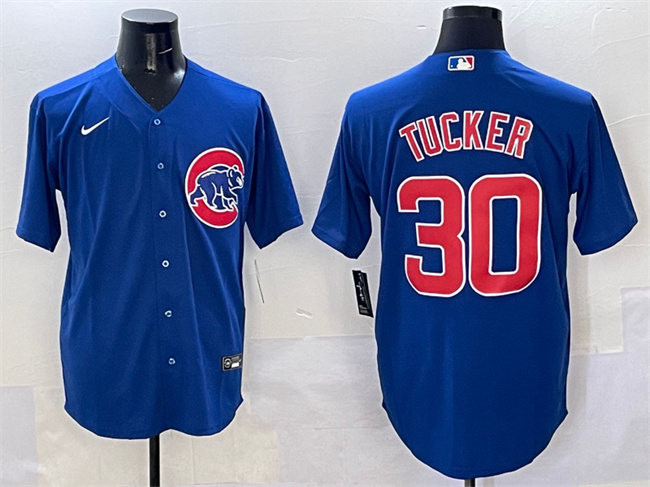 Personalized Men’s Chicago Cubs #30 Kyle Tucker Royal Cool Base Stitched Baseball Jersey