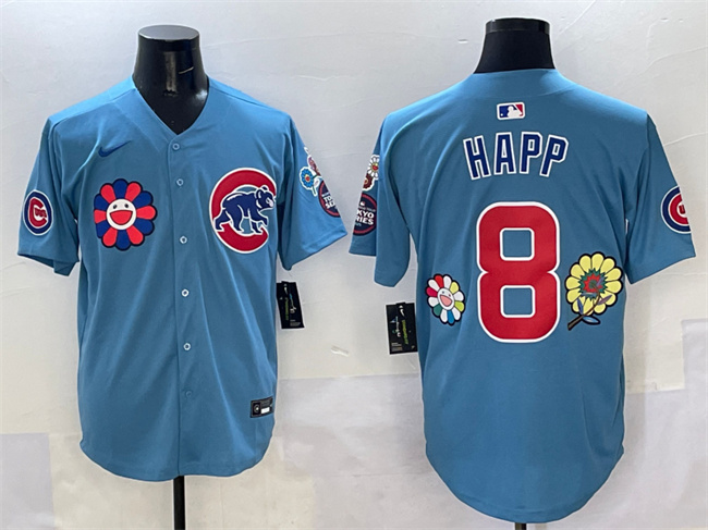 Personalized Men’s Chicago Cubs #8 Ian Happ Blue 2025 Tokyo Series 2nd Alternate Limited Stitched Baseball Jersey