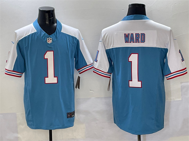 Personalized Men’s Tennessee Titans #1 Cameron Ward Blue White 2025 Draft F.U.S.E. Limited Stitched Football Jersey