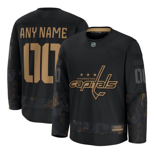 Personalized Men’s Washington Capitals Black 2024 Military Appreciation Stitched Hockey Jersey