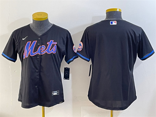 Personalized Youth New York Mets Blank Black Cool Base Stitched Baseball Jersey