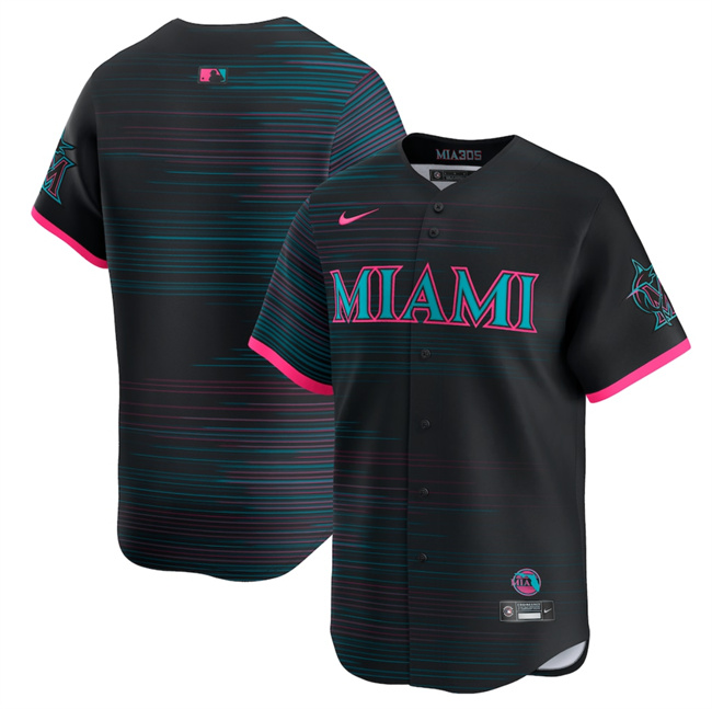Personalized Youth Miami Marlins Blank Black 2025 City Connect Limited Stitched Baseball Jersey