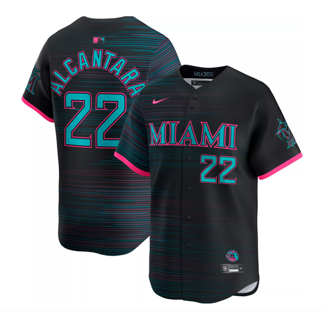 Personalized Youth Miami Marlins #22 Sandy Alcantara Black 2025 City Connect Limited Stitched Baseball Jersey