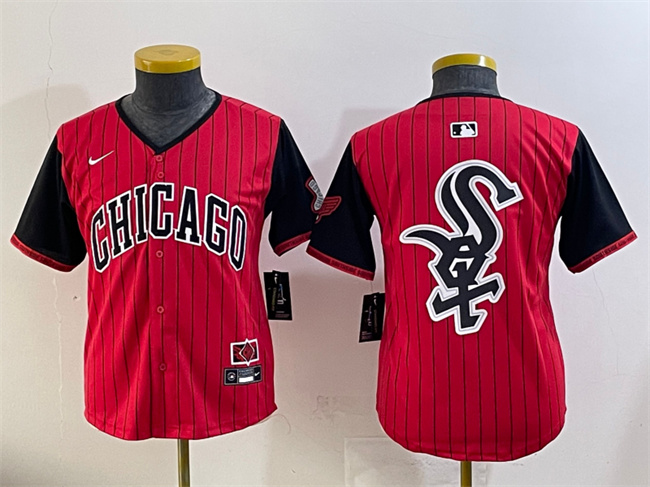 Personalized Youth Chicago White Sox Team Big Logo Red Black 2025 City Connect Limited Stitched Baseball Jerseys