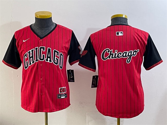 Personalized Youth Chicago White Sox Team Big Logo Red Black 2025 City Connect Limited Stitched Baseball Jerseys