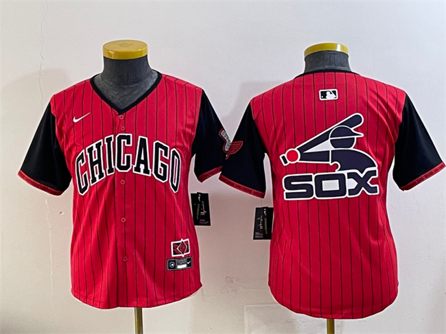 Personalized Youth Chicago White Sox Team Big Logo Red Black 2025 City Connect Limited Stitched Baseball Jerseys