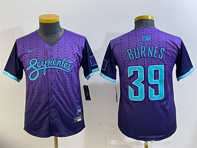 Personalized Youth Arizona Diamondbacks #39 Corbin Burnes Purple 2025 City Connect Limited Stitched Baseball Jersey