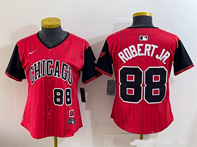 Personalized Women’s Chicago White Sox #88 Luis Robert Jr. Red Black 2025 City Connect Limited Stitched Baseball Jersey(Run Small)