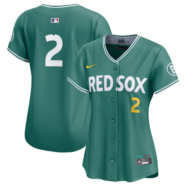 Personalized Women’s Boston Red Sox #2 Alex Bregman Green 2025 City Connect Limited Stitched Baseball Jersey(Run Small)