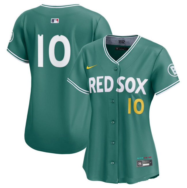 Personalized Women’s Boston Red Sox #10 Trevor Story Green 2025 City Connect Limited Stitched Baseball Jersey(Run Small)