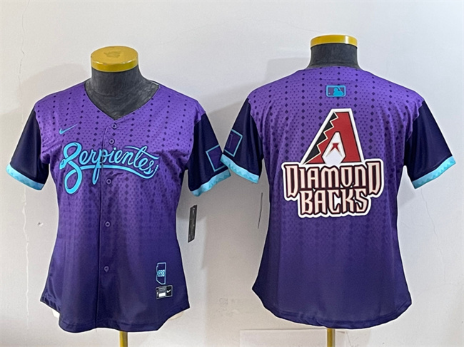 Personalized Women’s Arizona Diamondbacks Team Big Logo Purple 2025 City Connect Limited Stitched Baseball Jersey(Run Small)