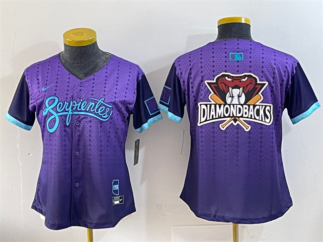 Personalized Women’s Arizona Diamondbacks Team Big Logo Purple 2025 City Connect Limited Stitched Baseball Jersey(Run Small)