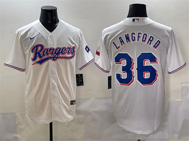 Personalized Men’s Texas Rangers #36 Wyatt Langford White Cool Base Stitched Baseball Jersey