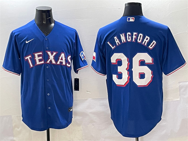 Personalized Men’s Texas Rangers #36 Wyatt Langford Royal Cool Base Limited Stitched Baseball Jersey