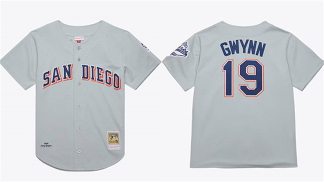 Personalized Men’s San Diego Padres #19 Tony Gwynn Gray 1969-99 Stitched Baseball Jersey