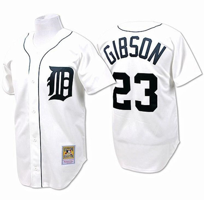 Personalized Men’s Detroit Tigers #23 Kirk Gibson White Throwback Stitched Baseball Jersey