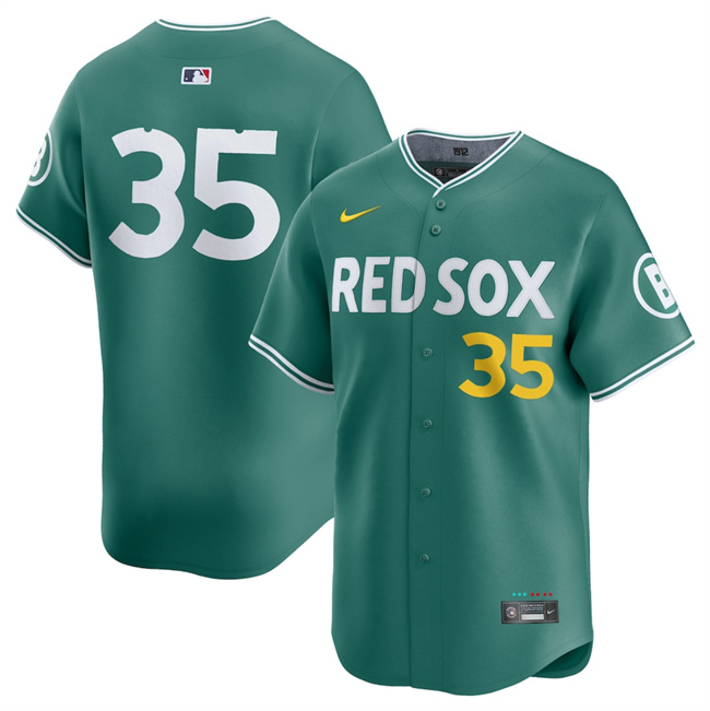 Personalized Men’s Boston Red Sox #35 Garrett Crochet Green 2025 City Connect Limited Stitched Baseball Jersey