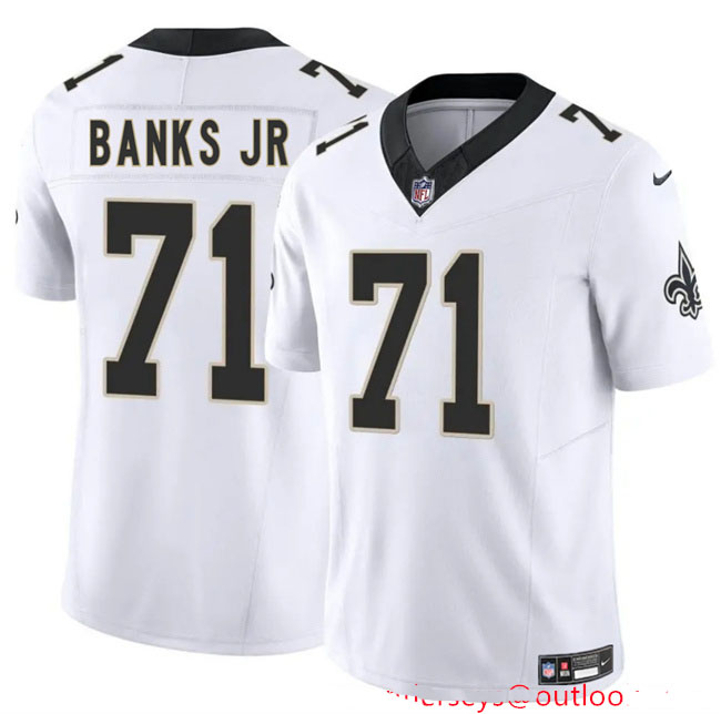 Personalized Youth New Orleans Saints #71 Kelvin Banks Jr White 2025 Draft F.U.S.E Limited Stitched Football Jersey
