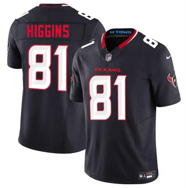 Personalized Youth Houston Texans #81 Jayden Higgins Navy 2025 Draft F.U.S.E. Limited Stitched Jersey