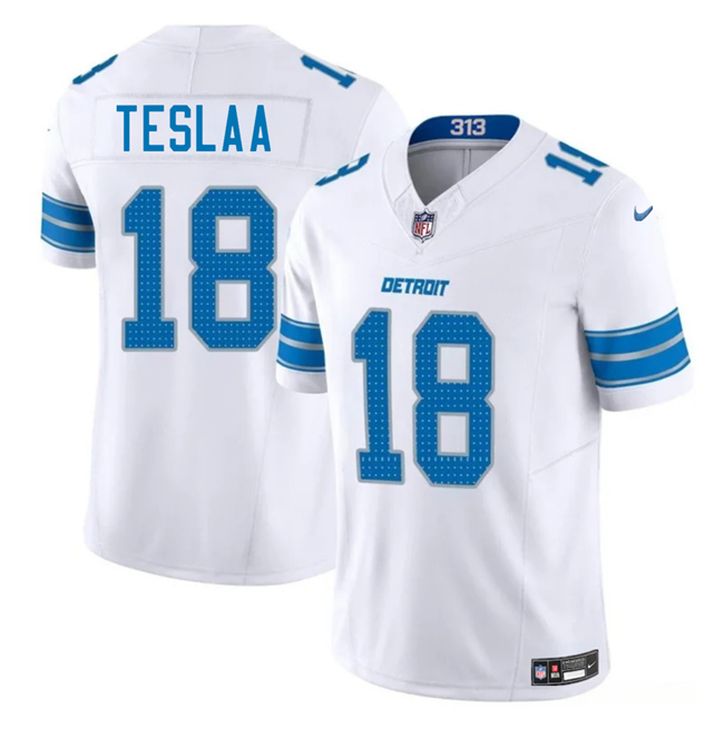 Personalized Youth Detroit Lions #18 Isaac TeSlaa White 2025 Draft F.U.S.E. Limited Stitched Jersey