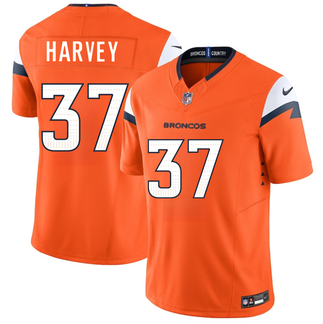Personalized Youth Denver Broncos #37 RJ Harvey Orange 2025 Draft F.U.S.E. Limited Stitched Football Jersey