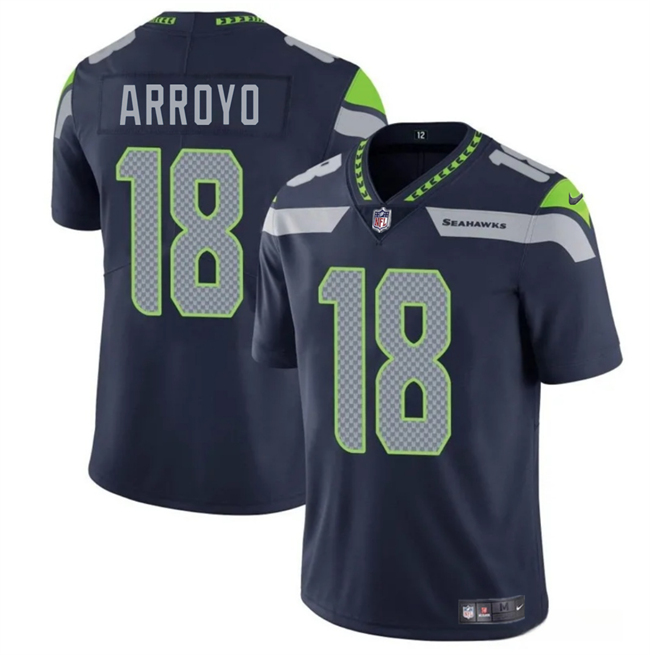 Personalized Men’s Seattle Seahawks #18 Elijah Arroyo Navy 2025 Draft Limited Stitched Football Jersey