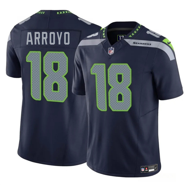 Personalized Men’s Seattle Seahawks #18 Elijah Arroyo Navy 2025 Draft F.U.S.E Limited Stitched Football Jersey