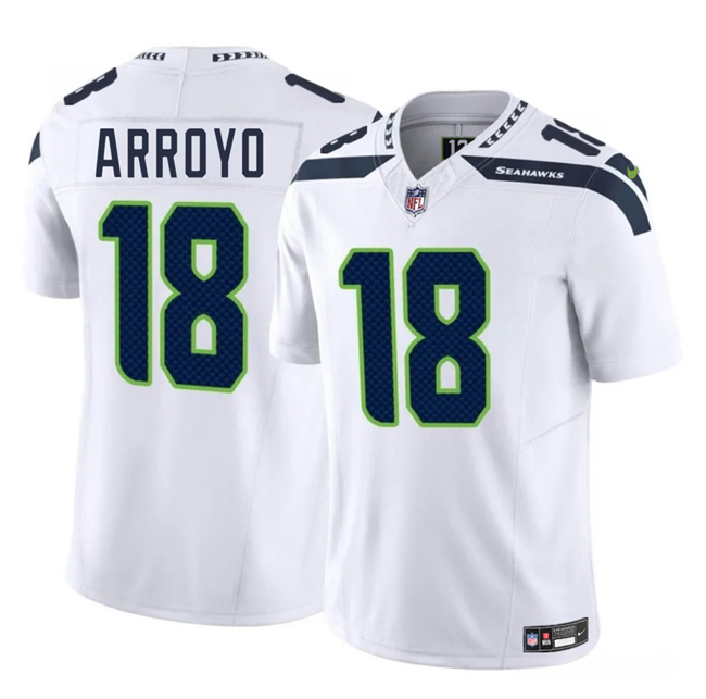 Personalized Men’s Seattle Seahawks #18 Elijah Arroyo White 2025 Draft F.U.S.E. Limited Stitched Football Jersey