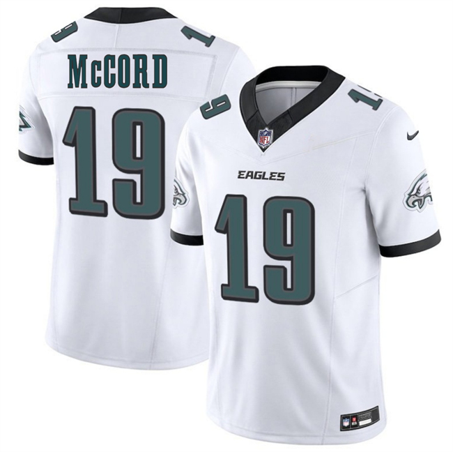 Personalized Men’s Philadelphia Eagles #19 Kyle McCord White 2025 Draft New F.U.S.E. Untouchable Limited Stitched Football Jersey