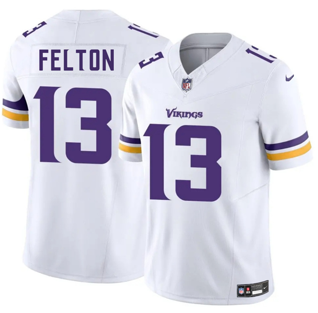 Personalized Men’s Minnesota Vikings #13 Tai Felton White 2025 Draft F.U.S.E. Untouchable Limited Stitched Jersey
