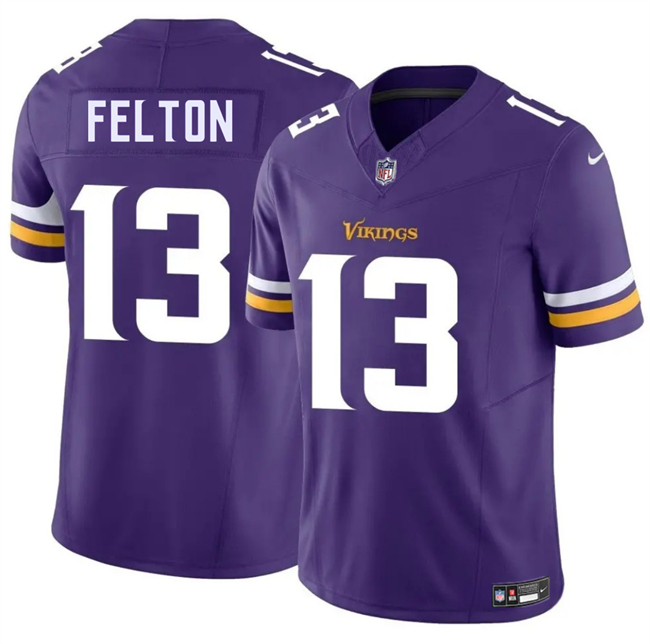 Personalized Men’s Minnesota Vikings #13 Tai Felton Purple 2025 Draft F.U.S.E. Untouchable Limited Stitched Jersey