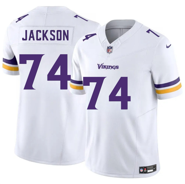Personalized Men’s Minnesota Vikings #74 Donovan Jackson White 2025 Draft F.U.S.E. Untouchable Limited Stitched Jersey