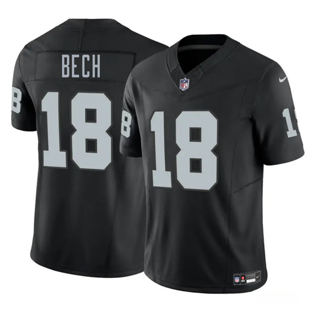 Personalized Men’s Las Vegas Raiders #18 Jack Bech Black 2025 Draft F.U.S.E. Untouchable Limited Stitched Football Jersey