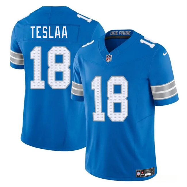 Personalized Men’s Detroit Lions #18 Isaac TeSlaa Blue 2025 Draft F.U.S.E. Limited Stitched Jersey
