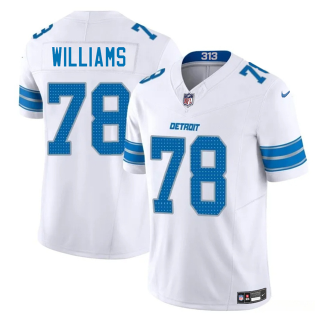 Personalized Men’s Detroit Lions #78 Tyleik Williams White 2025 Draft F.U.S.E. Limited Stitched Jersey