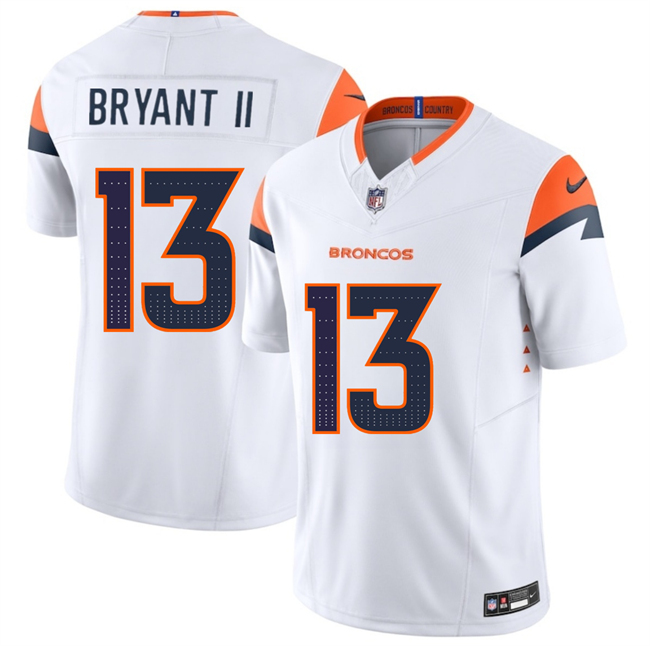 Personalized Men’s Denver Broncos #13 Pat Bryant II White 2025 Draft F.U.S.E. Limited Stitched Football Jersey