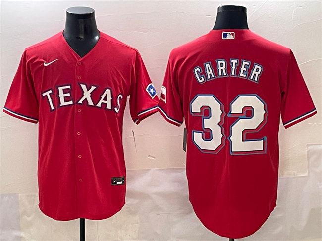 Personalized Men’s Texas Rangers #32 Evan Carter Red Cool Base Stitched Baseball Jersey