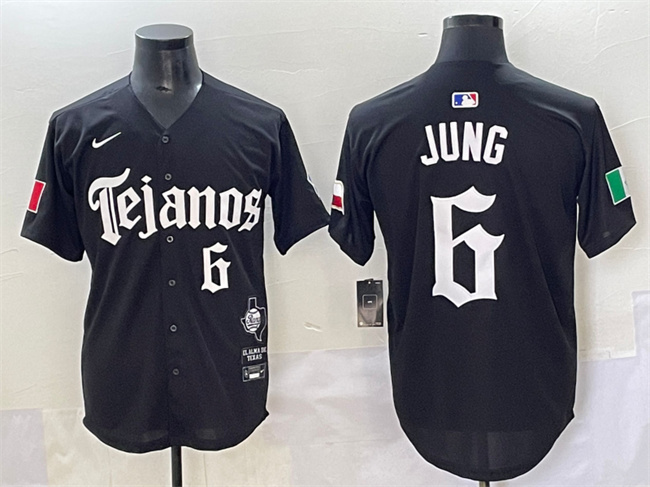 Personalized Men’s Texas Rangers #6 Josh Jung Black Mexico 2025 Premier Limited Stitched Baseball Jersey
