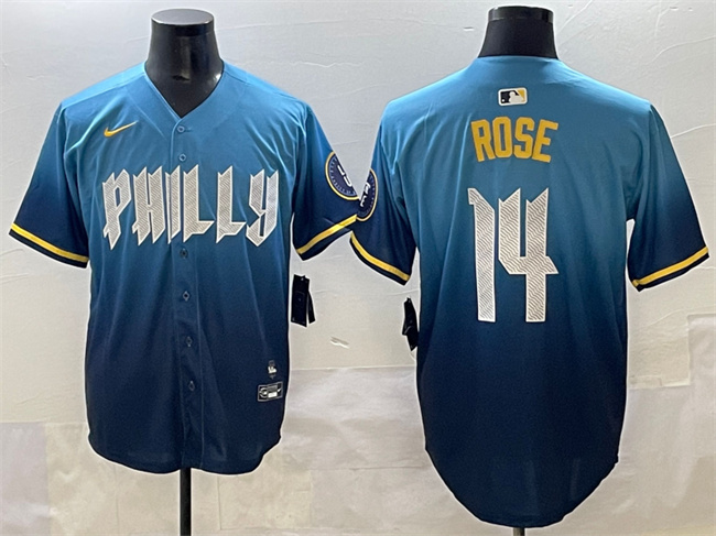 Personalized Men’s Philadelphia Phillies #14 Pete Rose Blue 2024 City Connect Limited Stitched Jersey