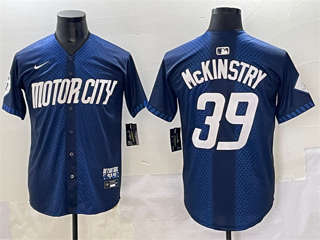 Personalized Men’s Detroit Tigers #39 Zach McKinstry 2024 Navy City Connect Cool Base Limited Stitched Jersey