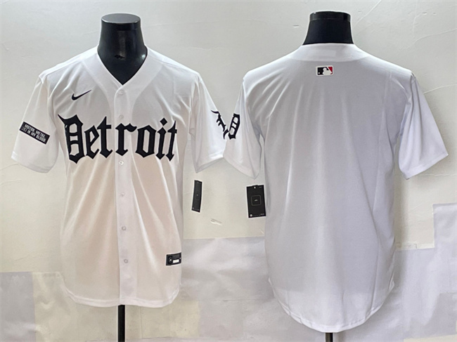Personalized Men’s Detroit Tigers Blank White ‘Motor Gothic Edition’ Premier Limited Stitched Baseball Jersey