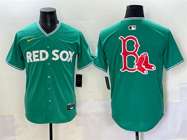Personalized Men’s Boston Red Sox Team Big Logo Green 2025 City Connect Limited Stitched Baseball Jersey
