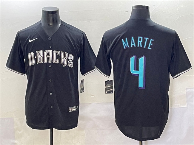 Personalized Men’s Arizona Diamondbacks #4 Ketel Marte Black Stitched Baseball Jersey