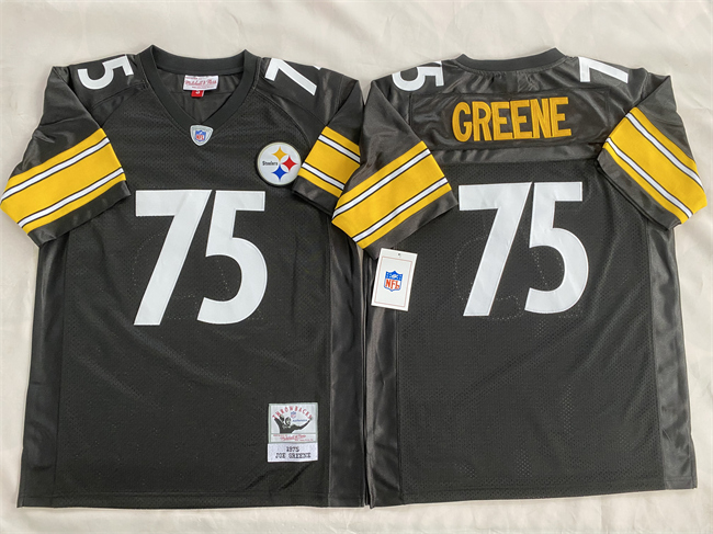Personalized Men’s Pittsburgh Steelers #75 Joe Greene Black Stitched Football Jersey