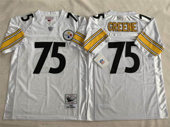 Personalized Men’s Pittsburgh Steelers #75 Joe Greene White Stitched Football Jersey