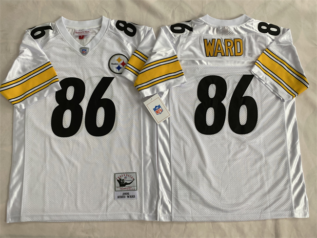 Personalized Men’s Pittsburgh Steelers #86 Hines Ward White Stitched Football Jersey