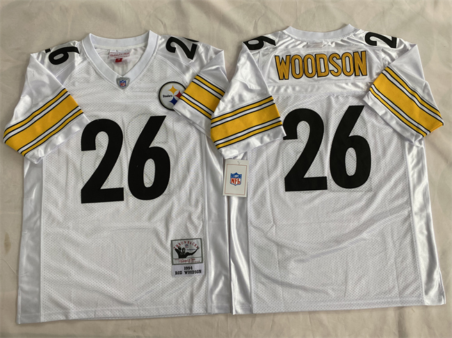 Personalized Men’s Pittsburgh Steelers #26 Rod Woodson White Stitched Football Jersey