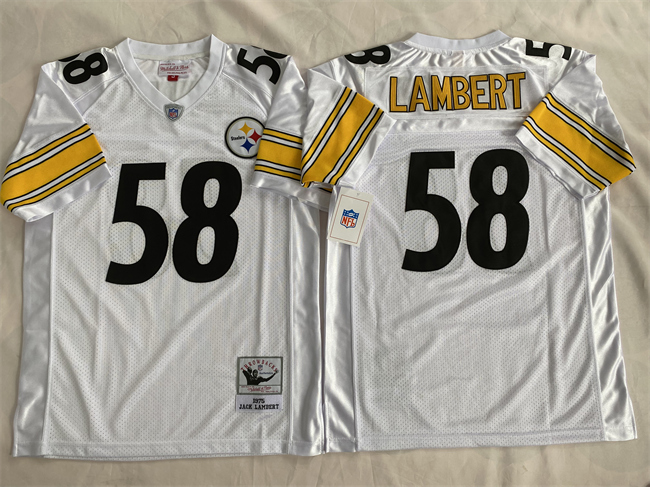 Personalized Men’s Pittsburgh Steelers #58 Jack Lambert White Stitched Football Jersey