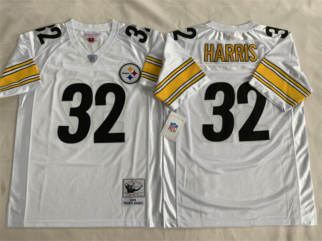 Personalized Men’s Pittsburgh Steelers #32 Franco Harris White Stitched Football Jersey