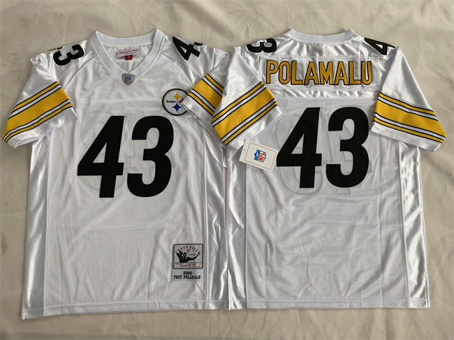 Personalized Men’s Pittsburgh Steelers #43 Troy Polamalu White Stitched Football Jersey